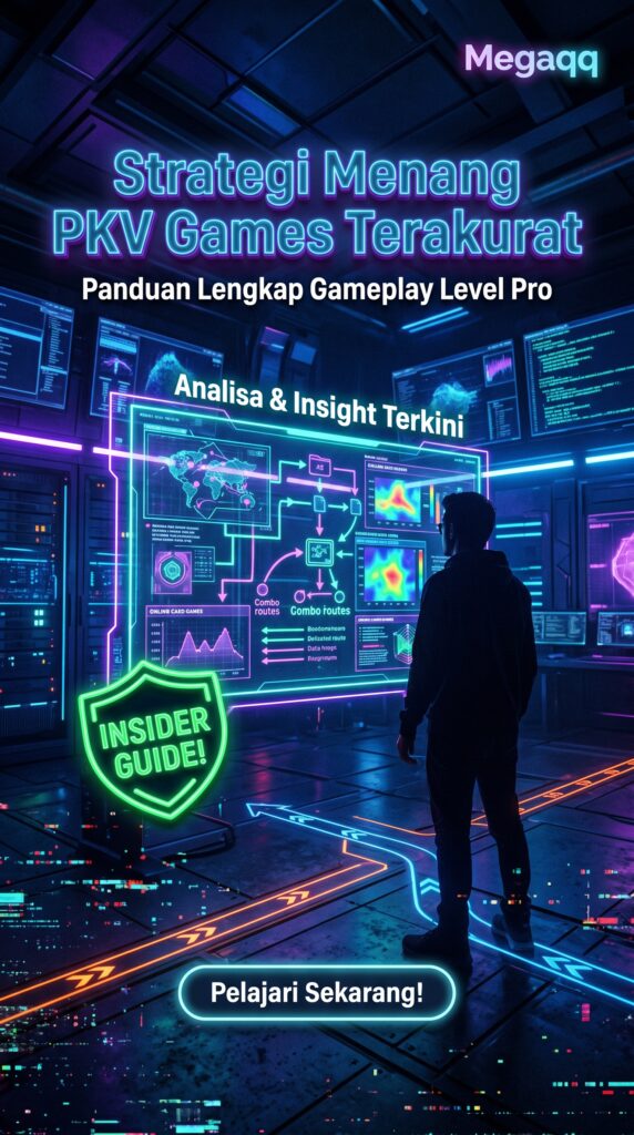 Strategi Menang PKV Games Terakurat dan Panduan Bermain Kartu Online di Agen Terpercaya cinematic, viral style educational gaming poster 202606172252