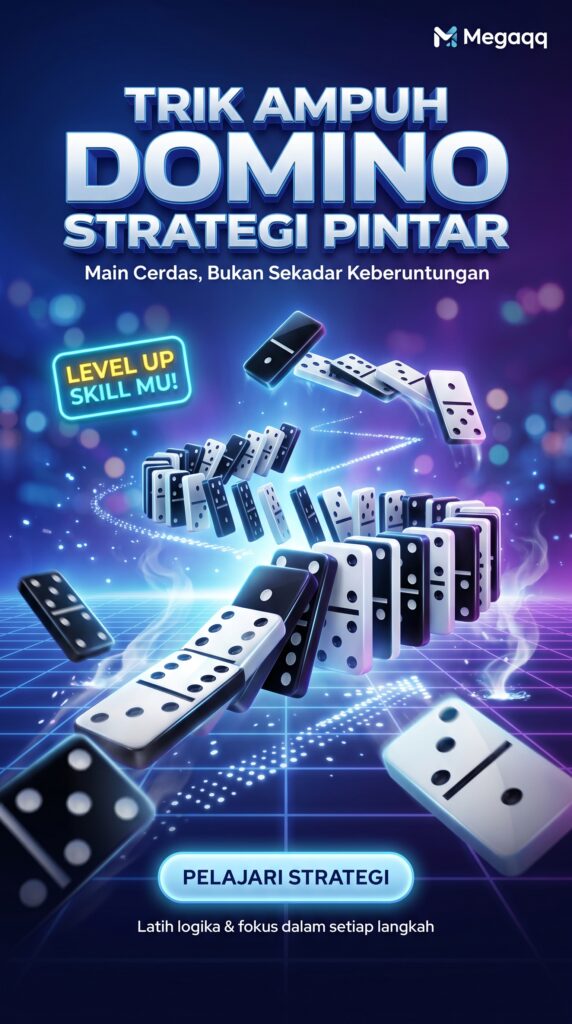 Trik Jitu Meningkatkan Winrate Bermain Bandarq dan Dominoqq di Server PKV Games create a cinematic, viral style poster 202606160034