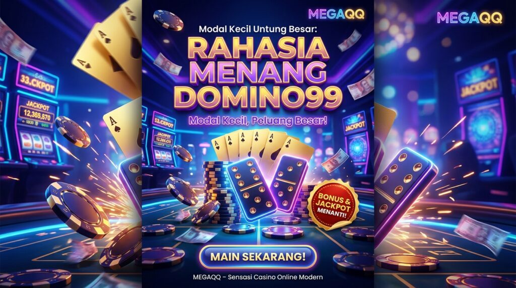 Modal Kecil Untung Besar: Rahasia Menang Domino99 di MEGAQQ yang Wajib Anda Coba domino99 casino poster design 202606152159